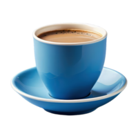 AI generated Blue cup of coffee isolated on transparent background png