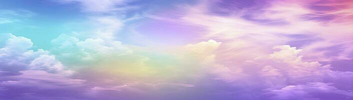 AI generated Rainbow sky with fluffy clouds. Multicolored toned sky. AI Generated. photo