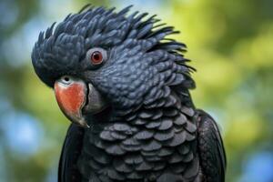 AI generated A Beautful Red Tailed Black Cockatoo. AI Generated photo