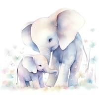 AI generated Watercolor Baby Elephant. AI Generated photo