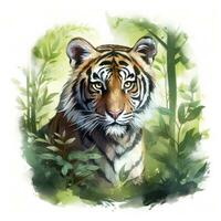 AI generated Watercolor Tiger for kids. AI Generated photo