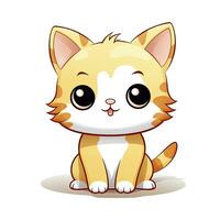 AI generated Cute Kawaii cat clipart icon white background. AI Generated photo