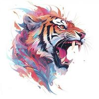 AI generated Watercolor tiger head on isolated with white background. AI Generated photo