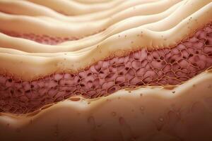 AI generated Saggy skin layer and skin cells, 3D rendering. Generative AI photo