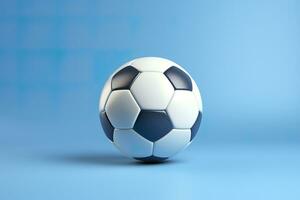 AI generated soccer ball on light blue background. Generative AI photo