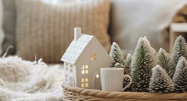 AI generated A cozy concept of festive home decoration for Christmas. AI Generated photo