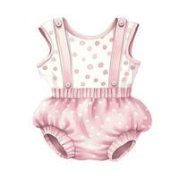 AI generated Pink baby girl romper in watercolors on a white background. AI Generated photo