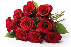 AI generated Red rose bouquet isolated on white background. AI Generated photo