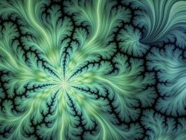 AI generated Aqua and Green psychedelic fractal.  AI Generated photo