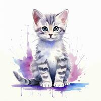 AI generated Watercolor cat clip art on white background. AI Generated photo