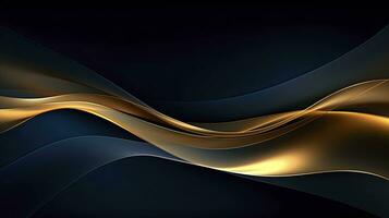 AI generated Gold and navy blue waves abstract. AI Generated. photo