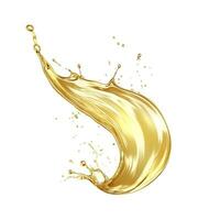 AI generated Golden Oil or Cosmetic essence splash isolated on white background, 3d illustration. AI Generated photo