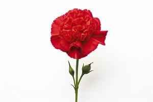AI generated Red Carnation isolated on white background. AI Generated photo