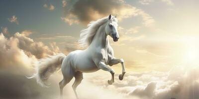 AI generated A white horse with wings. AI Generated photo