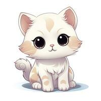 AI generated Cute Kawaii cat clipart icon white background. AI Generated photo