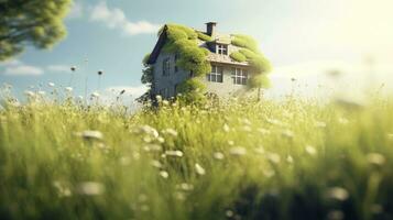 AI generated Green and environmentally friendly housing concept. AI Generated photo