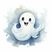 AI generated The watercolor cute ghost on white background. AI Generated photo