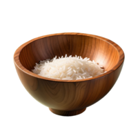 AI generated wooden cup containing rice isolated on transparent background isolated on transparent background png