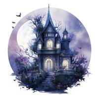 AI generated Moonlight dark themed night elf fairytale fantasy fairy house. AI Generated photo