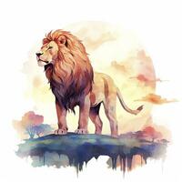 AI generated Watercolor Lion on a white background. For T-shirt Design. AI Generated photo