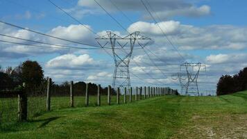 The power electrical tower view in the field photo