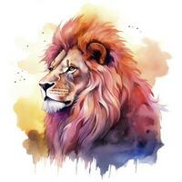 AI generated Watercolor Lion on a white background. For T-shirt Design. AI Generated photo