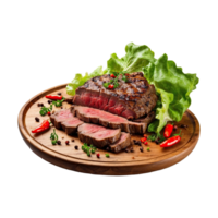 Grilled beef lamb with lettuce isolated on transparent background png