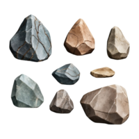 AI generated stones depicted isolated on transparent background png