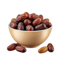 AI generated dates fruits bowl isolated on transparent background png