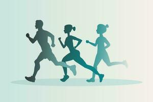 Group of marathon runners. Running men and women. Sport vector illustration.