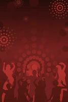 Celebration party with dancing man and woman in dark orange background. Poster design. Vector illustration.