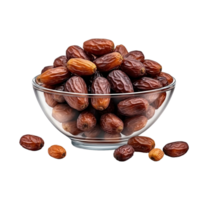 AI generated dates fruits bowl isolated on transparent background png