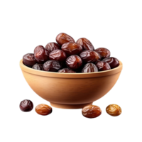 AI generated dates fruits bowl isolated on transparent background png