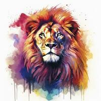 AI generated Watercolor Lion on a white background. For T-shirt Design. AI Generated photo