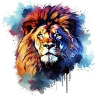 AI generated Watercolor Lion on a white background. For T-shirt Design. AI Generated photo