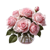 AI generated bouquet of pink roses isolated on transparent background png