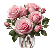 AI generated bouquet of pink roses isolated on transparent background png