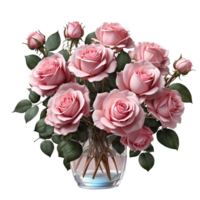 AI generated bouquet of pink roses isolated on transparent background png