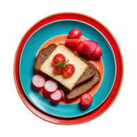 ai generiert Roggen Brot Tomate Käse Rettich isoliert auf transparent Hintergrund png