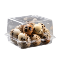 AI generated Plastic package containing quail eggs isolated on transparent background png