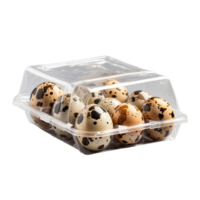 AI generated Plastic package containing quail eggs isolated on transparent background png