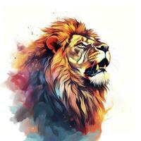 AI generated Watercolor Lion on a white background. For T-shirt Design. AI Generated photo