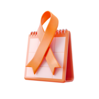 AI generated World Cancer Day 3D Calendar Icon with Ribbon isolated on transparent background. AI Generated png