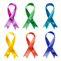 ai generado esperanzado color paletas para mundo cáncer día cintas evocando positividad y conciencia aislado en transparente antecedentes. ai generado png