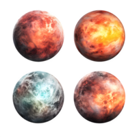 AI generated Fantasy Planets Set on Transparent Background. AI Generated png