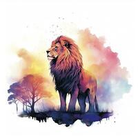 AI generated Watercolor Lion on a white background. For T-shirt Design. AI Generated photo