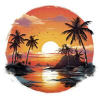 ai generado tropical puesta de sol para camiseta diseño. ai generado foto