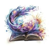 AI generated Galaxy celestial fantasy book watercolor for T-shirt Design. AI Generated photo