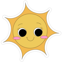 ai genererad tecknad serie Sol med ögon och en leende png