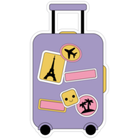 AI generated a suitcase with stickers and a picture of the eiffel tower png